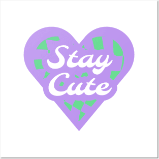 Aesthetic Stay Cute Checkered Heart Posters and Art